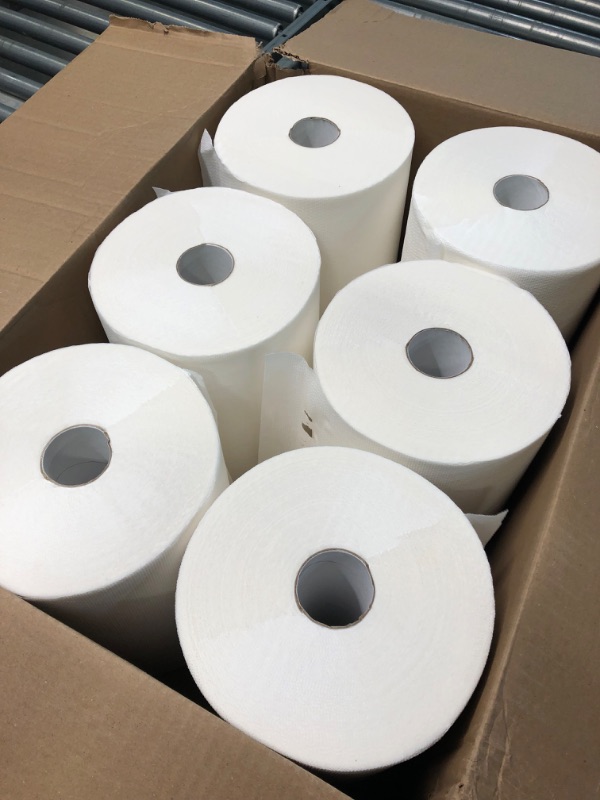 Photo 1 of High Capacity TAD Towel rolls, 10" Roll, White, 6 Rolls Premium Quality Fits Touchless Automatic roll Towel Dispenser