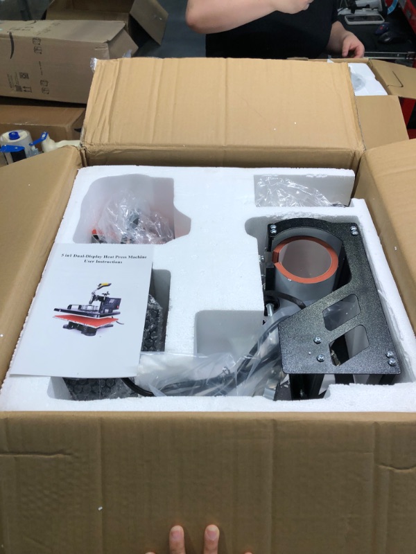 Photo 4 of CREWORKS Heat Press Machine 12x15 Inch, T Shirt Transfer Press with 5 in 1 Mug Plate Cap Set, 360 Swing Away Sublimation Heat Press for T Shirt Mug Hat Cup Shoes (12x15 Inch 5 in 1)