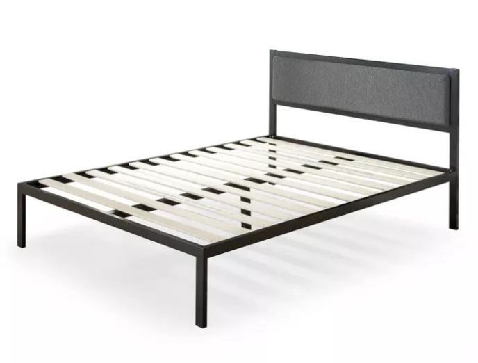 Photo 1 of airon Metal Bed Frame with Upholstered Headboard Black - twin
