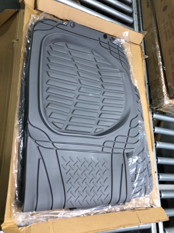 Photo 3 of Motor Trend 923-GR Gray FlexTough Contour Liners-Deep Dish Heavy Duty Rubber Floor Mats & Van-All Weather Protection Trim & Premium FlexTough All-Protection Cargo Liner Trunk Mat, Gray, 54" x 37"