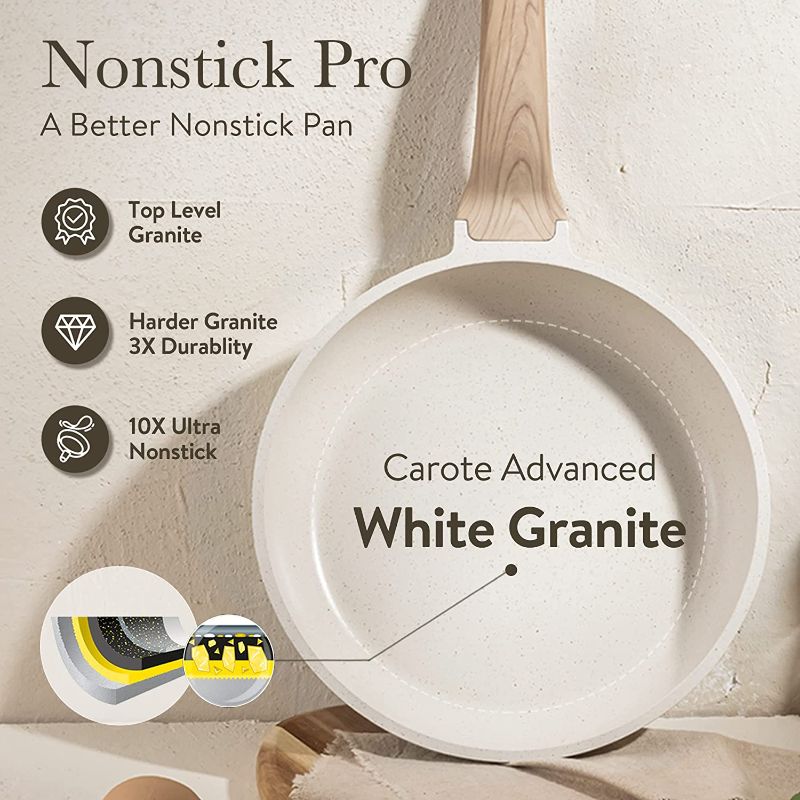 Photo 1 of CAROTE Pots and Pans Set Nonstick, White Granite Induction Kitchen Cookware