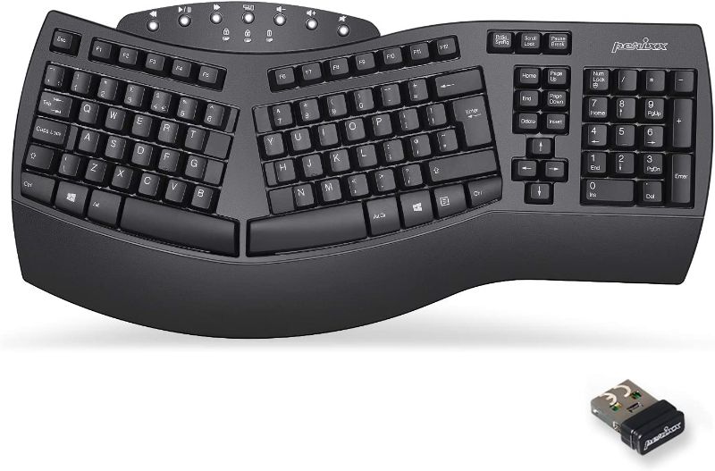 Photo 1 of PERIXX PERIBOARD - 612 Wireless Ergonomic Keyboard with Gel Wrist Rest Bundle