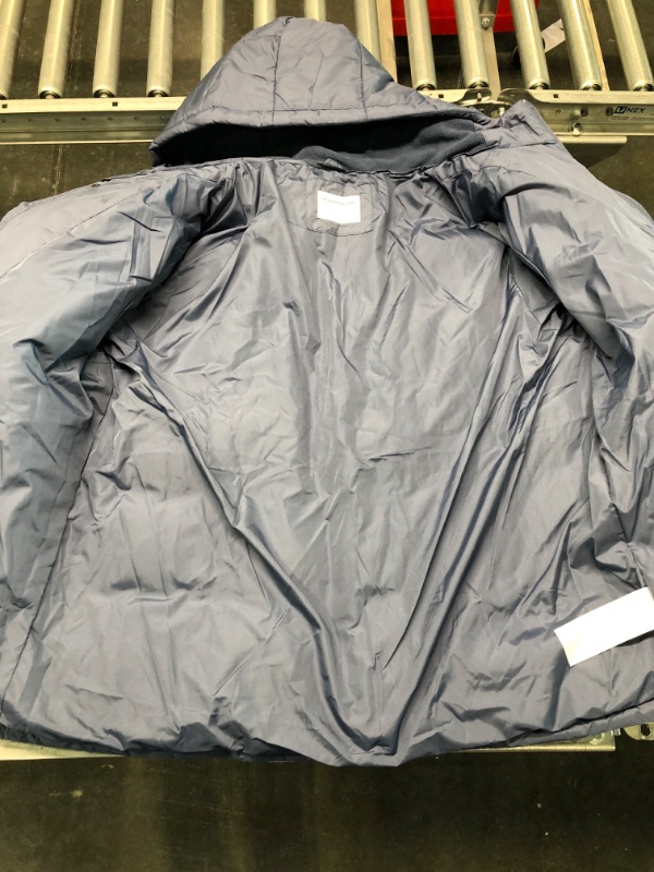 Photo 1 of Amazon Essentials Men's Heavyweight Hooded Puffer Coat X-Large Indigo