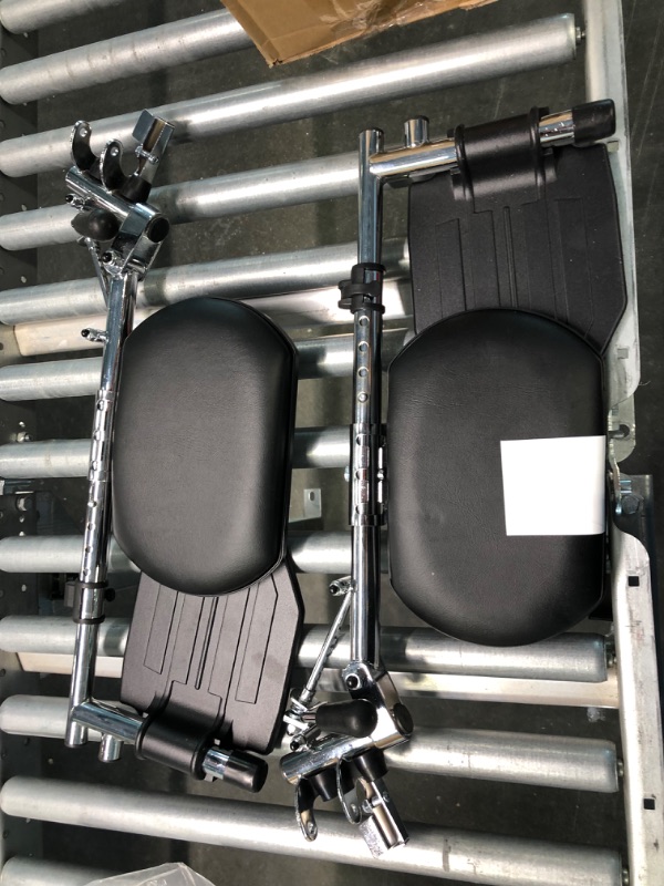 Photo 3 of Heavy Duty Chrome Wheelchair Legrests with Aluminum Footplates & Black Calf Pads (Pair), 1-3/8" Pin Spacing Fits Most Newer Medline, Drive, Invacare, E&J, ALCO & Other Manual Wheelchairs