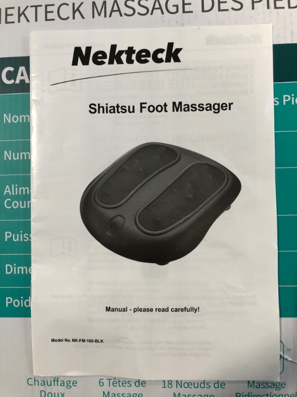 Photo 1 of Nekteck Foot Massager with Heat, Shiatsu Heated Electric Kneading Foot Massager Machine for Plantar Fasciitis, Built-in Infrared Heat Function and Power Cord Black