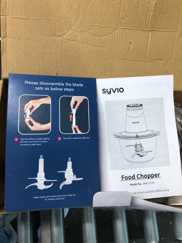 Photo 1 of Syvio Food Processors with 2 Bowls, Meat Grinder 4 Bi-Level Blades, Mini Electric Food Chopper 400W, for Baby Food, Meat, Onion, Vegetables, 2 Speed, 8 Cup and 5 Cup