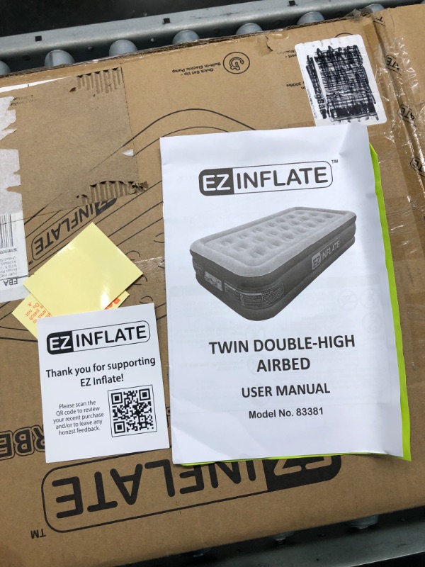 Photo 4 of EZ INFLATE Double High Luxury Air Mattress with Built in Pump, Inflatable Mattress Twin