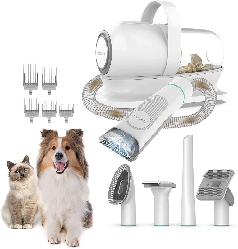 Photo 1 of neabot P1 Pro Pet Grooming Kit & Vacuum Suction 99% Pet Hair, Dog Grooming Kit with 5 Professional Grooming Shedding Tools for Dogs Cats and Other Animals