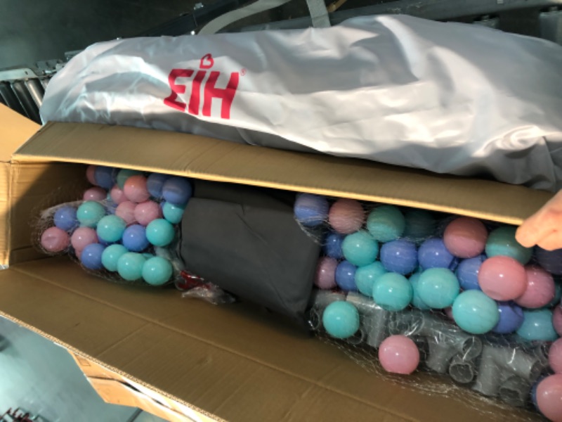 Photo 1 of EIH Large Baby Playpen with Ocean Ball Pit & 100PCS Balls Play Yard for Babies and Toddlers Indoor and Outdoor Kids Activity Center 79 Inch x 59 Inch, Light Grey