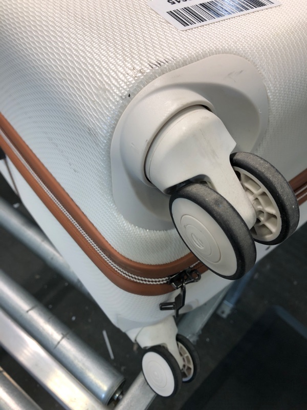 Photo 1 of DELSEY Paris Chatelet Hardside Luggage with Spinner Wheels, Champagne White, Checked-Large 28 Inch, with Brake Checked-Large 28 Inch, with Brake Champagne White