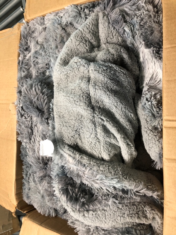 Photo 2 of Bedsure Faux Fur King Size Blankets for Bed Grey - Tie-dye Fuzzy Fluffy Soft Plush Decorative Cozy Shaggy Shag Furry Warm Thick Sherpa Big Large Blankets King Size, 108x90 inches 108x90 Grey