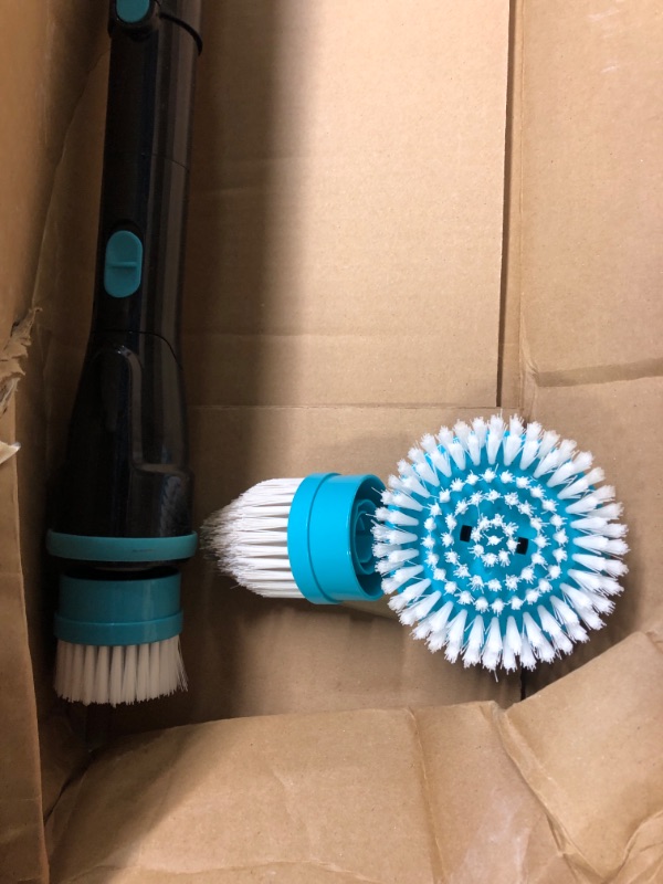 Photo 2 of Electric Spin Scrubber, Cordless Spin Scrubber with 4 Replaceable Brush Heads ,2 Cleaning Pads and Adjustable Extension Handle, Power Cleaning Brush for Bathroom Floor Tile Electric Scrubber