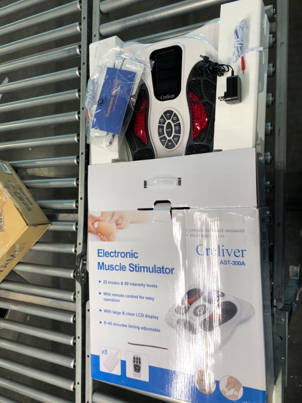 Photo 1 of Foot Stimulator (FSA HSA Eligible) with EMS TENS for Pain Relief and Circulation, Electric Feet Legs Massagers Machine for Neuropathy and Plantar Fasciitis, Nerve Muscle Stimulator with Electrode Pads White