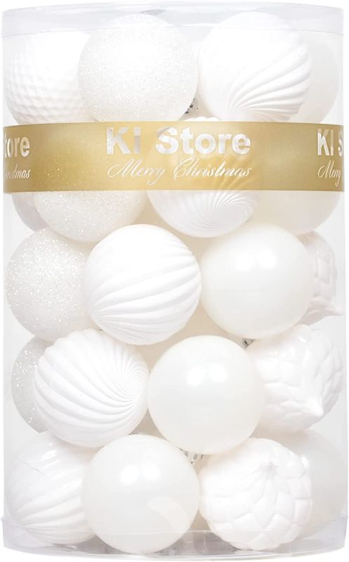 Photo 1 of White Christmas Balls Ornaments Shatterproof Plastic Ornaments Balls Christmas Tree Decor Balls for Holiday Hanging Balls