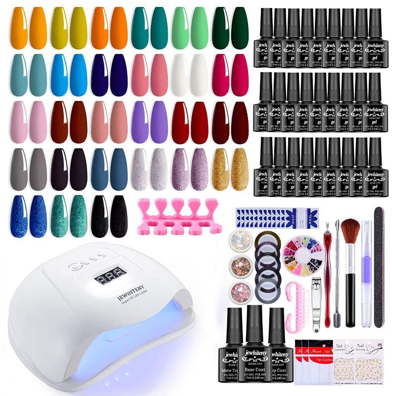 Photo 1 of JEWHITENY 27 Colors Gel Nail Polish Kit with U V Light, 120W UV LED Nail Dryer Lamp Curing Gel Nail Polish Set Popular Gel Nail Polish Set DIY at Home, Nail Manicure Tools