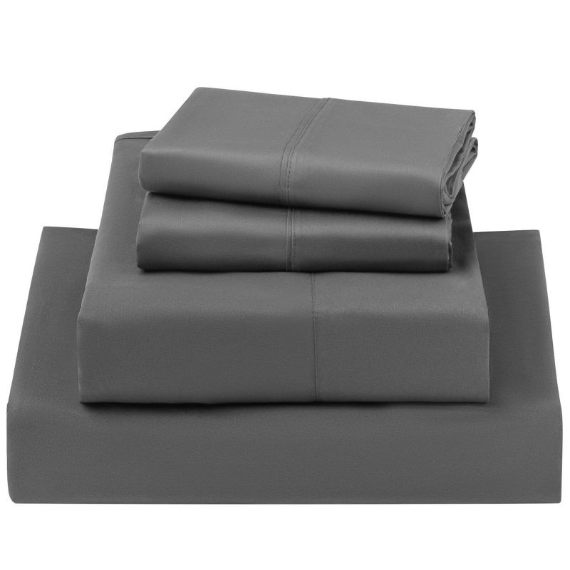 Photo 1 of LBRO2M 1000 Thread Count Queen Sheet Set, 100% Egyptian Cotton Sheets, 4 Piece Hotel Sheets with 16" Deep Pocket, Dark Gray