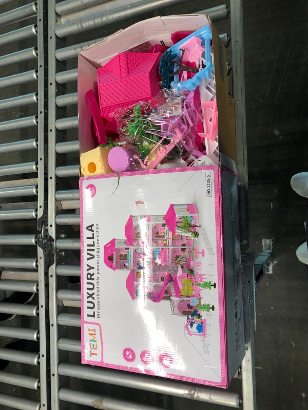 Photo 1 of TEMI Dream House Doll House 7-8 for Girls - 4-Story 12 Rooms Playhouse 4-5 Year Old w/ 2 Dolls, Dollhouse Furniture Accessories, Pretend Cottage Toy House, Toddler for Kids Ages 3 4 5 6 7