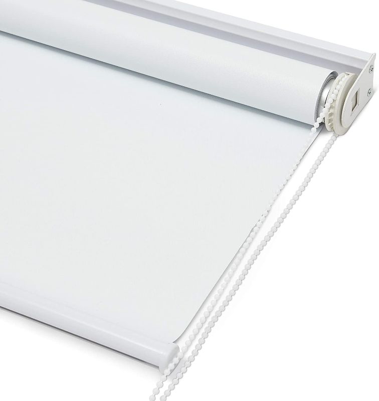 Photo 1 of Kyle & Bryce - Blackout Roller Shade - White - Shades for Windows - Temperature Controlling Blinds - Temporary Darkening - Classic Sleek Style - Multiple Sizes - Window Cover (White)