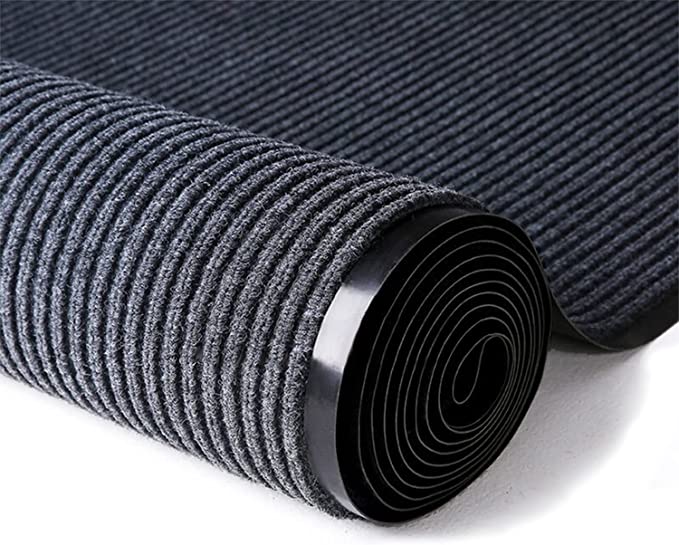 Photo 1 of Door Mat About W24" ×L36" Large Outdoor Indoor Mat Waterproof Rubber Back Rugs for Home Office Business Areas Grey-Black