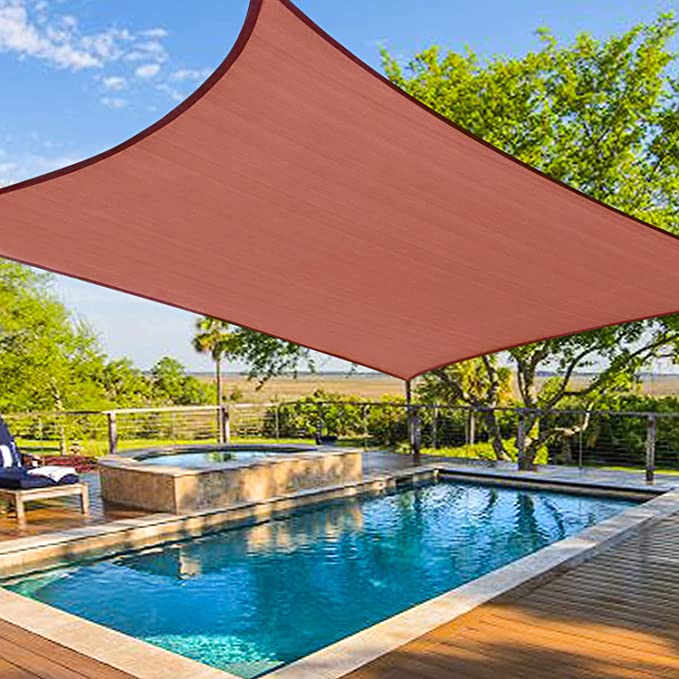 Photo 1 of Amagenix Sun Shade Sails Canopy, Rust Red Rectangle Outdoor Shade Canopy 16' X 20' UV Block Canopy for Outdoor Patio Garden Backyard