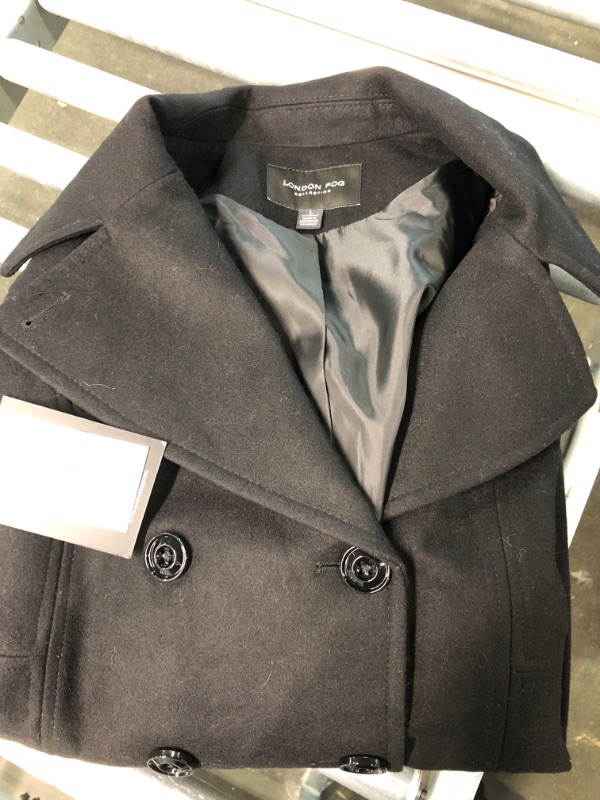 Photo 2 of LONDON FOG Women's Double Breasted Peacoat with Scarf Large Black