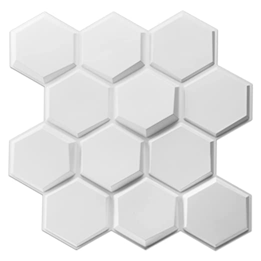 Photo 1 of Art3d Textures 3D Wall Panels White Hexagon Design Pack of 12 Tiles 25.5 Sq Ft (PVC)