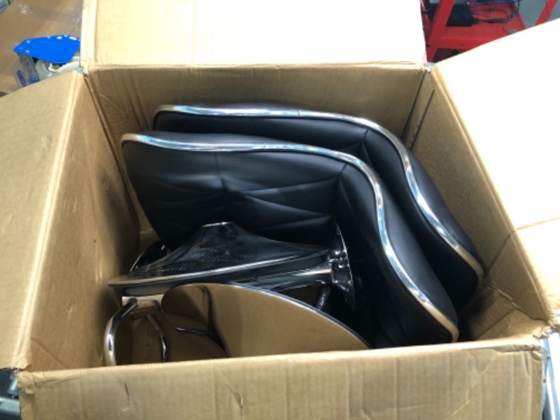 Photo 1 of Leader Shell Back Bar Stools Set of 2, Adjustable Bar Stool with Back , Swivel Barstools (Black) A-black