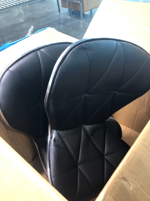 Photo 1 of Leader Shell Back Bar Stools Set of 2, Adjustable Bar Stool with Back , Swivel Barstools (Black) A-black