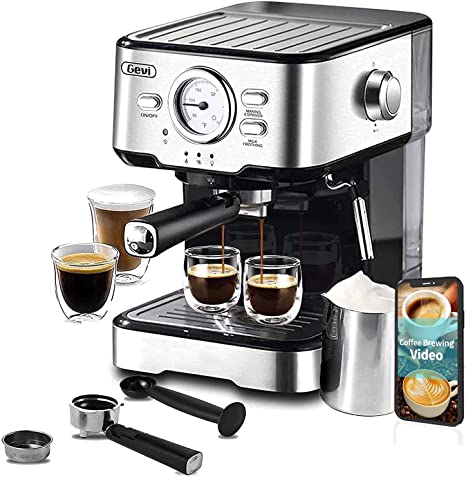 Photo 1 of Gevi Espresso Machine 15 Bar Pump Pressure, Cappuccino Coffee Maker with Milk Foaming Steam Wand for Latte, Mocha, Cappuccino, 1.5L Water Tank, 1100W
