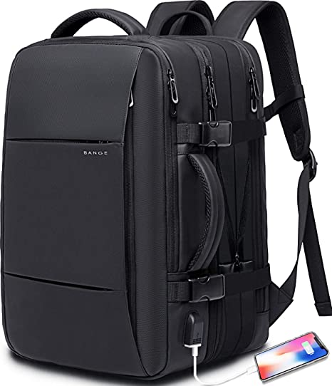 Photo 1 of BANGE Weekender Carry-on Backpack,45L Expandable Travel Backpacks for Airplanes,Convertible Backpack Briefcase for Traveling,Water Resistant College 17.3” Laptop Backpack for Men & Women