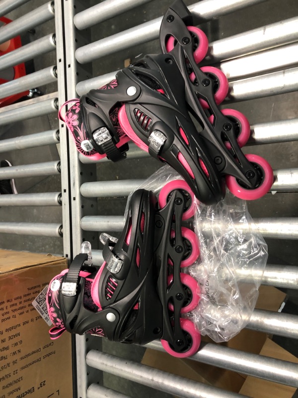 Photo 6 of High Bounce Adjustable Inline Skate for Adults and Kids Lightweight Skates with Smooth Gel Wheels Pink Large (1.5-4.5) - Big Kid