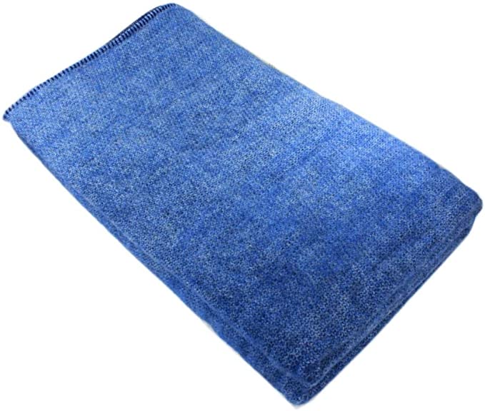 Photo 1 of Biddy Murphy, Genuine Irish Made Soft 100% Wool Throw Blanket, Pure New Virgin Lambswool, Solid Traditional Color, Imported from Ireland, 54" Inches x 72" Inches (4.5' x 6') - Blue