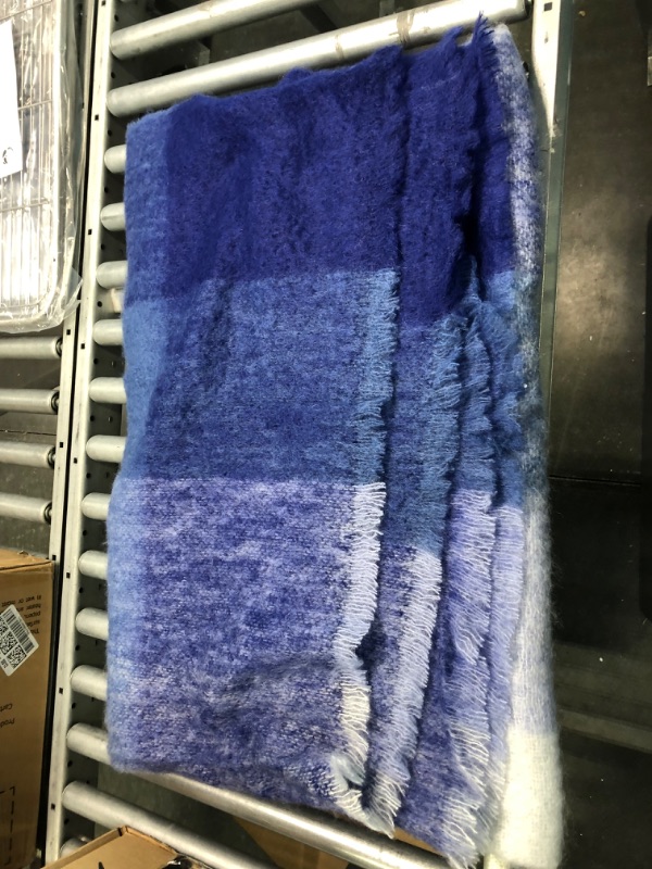 Photo 2 of Biddy Murphy, Genuine Irish Made Soft 100% Wool Throw Blanket, Pure New Virgin Lambswool, Solid Traditional Color, Imported from Ireland, 54" Inches x 72" Inches (4.5' x 6') - Blue