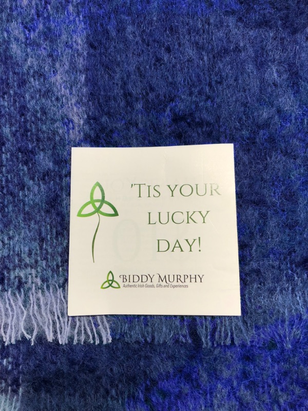 Photo 4 of Biddy Murphy, Genuine Irish Made Soft 100% Wool Throw Blanket, Pure New Virgin Lambswool, Solid Traditional Color, Imported from Ireland, 54" Inches x 72" Inches (4.5' x 6') - Blue
