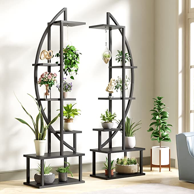 Photo 1 of YOLENY 6 Tier Metal Plant Stand Rack of 2 Indoor Multiple Stand Holder Shelf Planter Display for Patio Garden, Living Room, Balcony, and Bedroom