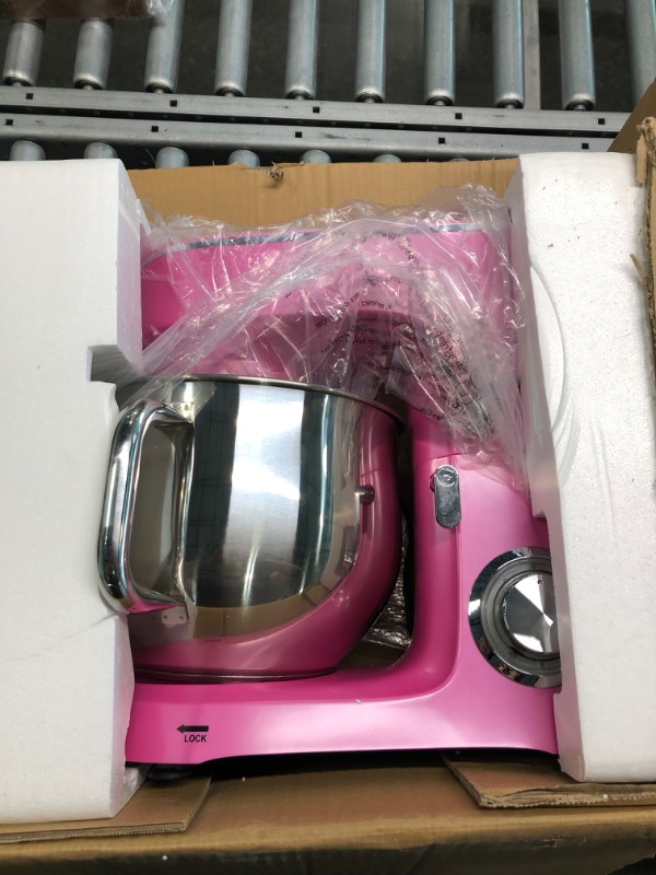 Photo 4 of COOKLEE Stand Mixer, 9.5 Qt. 660W 10-Speed Electric Kitchen Mixer with Dishwasher-Safe Dough Hooks, Flat Beaters, Wire Whip & Pouring Shield Attachments for Most Home Cooks, SM-1551, Pink