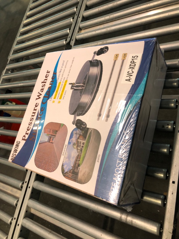 Photo 1 of Biswing 15" Pressure Washer Stainless Steel Surface Cleaner with 3 Wheels & 1/4" Quick Connector, Power Washer Attachment with 2 Extension Wand, 2 610180` Factory Sealed