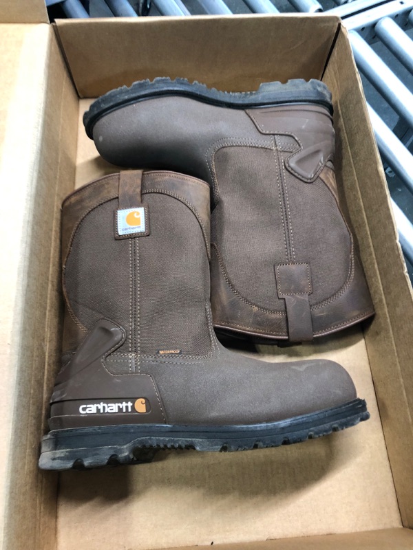 Photo 2 of Carhartt Men's 11-Inch Waterproof Safety Toe Wellington 13 Wide Brown Oil Tanned Leather/Brown Cordura Nylon/Brown Coated Leather size 13 us
