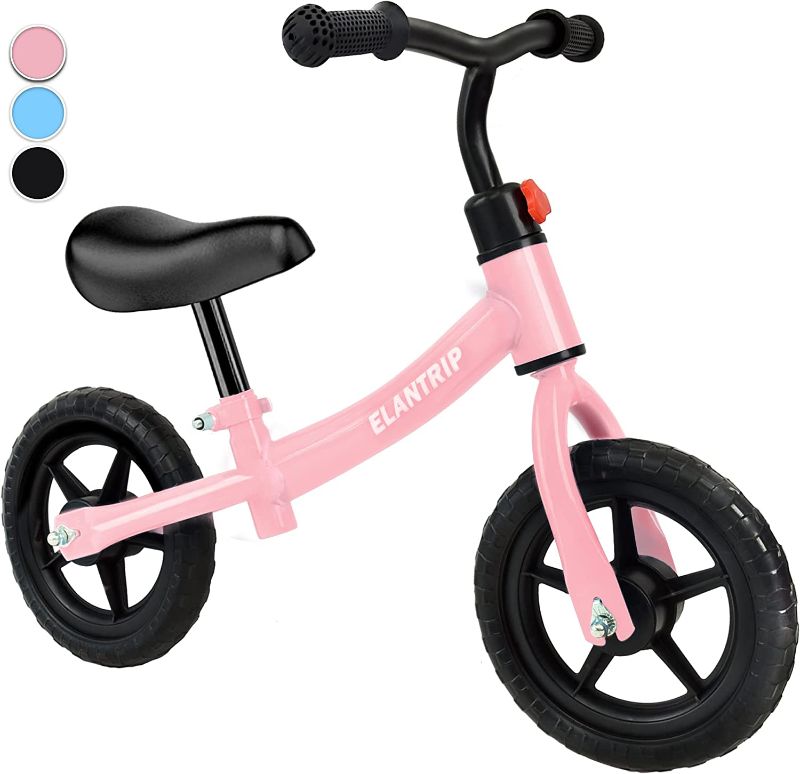 Photo 1 of Elantrip Balance Bike, Lightweight Toddler Bike for 2 3 4 5 Year Old Boys, Birthday Gift Toys for 2-5 Year Old Boys and Girls, No Pedal Bikes for Kids with Adjustable Handlebar and seat steel-pink