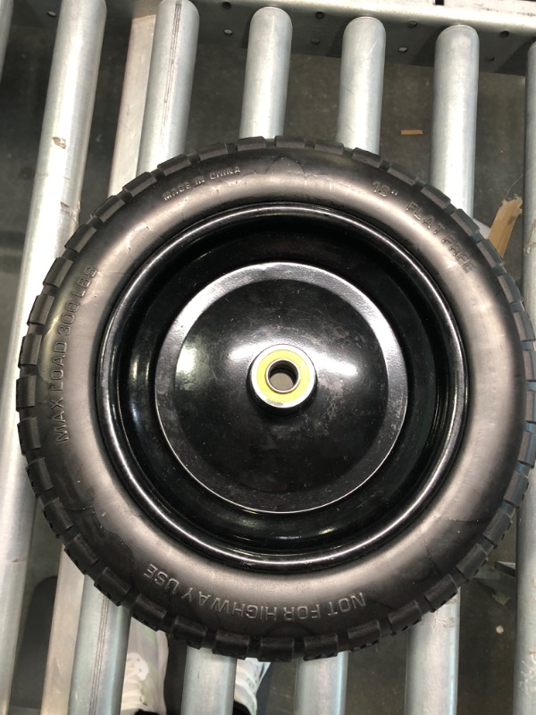 Photo 1 of Gorilla Carts GCT13NF 13 Inch No Flat Replacement Pneumatic Tire Wheel with Offset Hub, Utility Garden Cart, Wheelbarrow, Dolly, Wagon, and Go Cart, 4 Pack