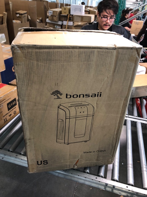 Photo 1 of Bonsaii 14 Sheet Crosscut Paper Shredder, 120 Mins P-4 Level Ultra Quiet Home Office Heavy Duty Shredder, 6 Gallons Large Pullout Bin & 4 Wheels Home Use Shredder for Document/Mails/CDs/Credit Cards 3S23 14 Sheet-120Mins