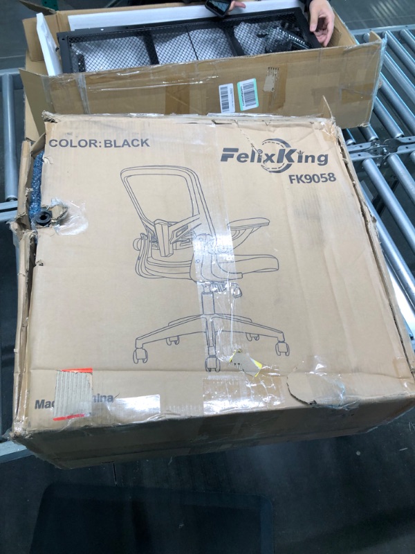 Photo 6 of FelixKing Office Chair, Ergonomic Desk Chair with Adjustable Height and Lumbar Support Swivel Lumbar Support Desk Computer Chair with Flip up Armrests for Conference Room (Black) FK9058 Black