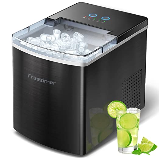 Photo 1 of Ice Maker Machine for Countertop, Freezimer 33 lbs/24Hrs, 9 Cubes Ready in 6 Mins Self-Cleaning Electric Ice Machine with Ice Scoop and Basket for Home Kitchen Bar Party - Black