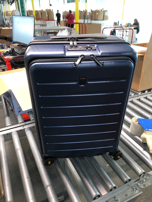 Photo 1 of LEVEL8 Carry On Suitcases 20in Hardside Spinner Luggage with Front Pocket Lock Cover (Blue