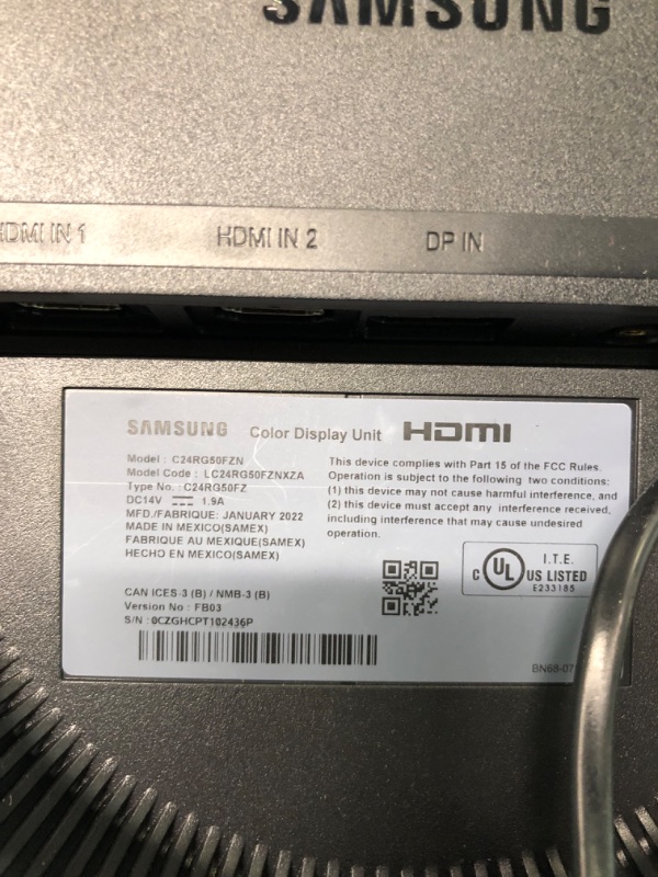 Photo 1 of SAMSUNG 24-Inch CRG5 144Hz Curved Gaming Monitor (LC24RG50FQNXZA) Computer Monitor, 1920 x 1080p Resolution, 4ms Response, FreeSync, Game Mode, HDMI, Model C24RG50FZN