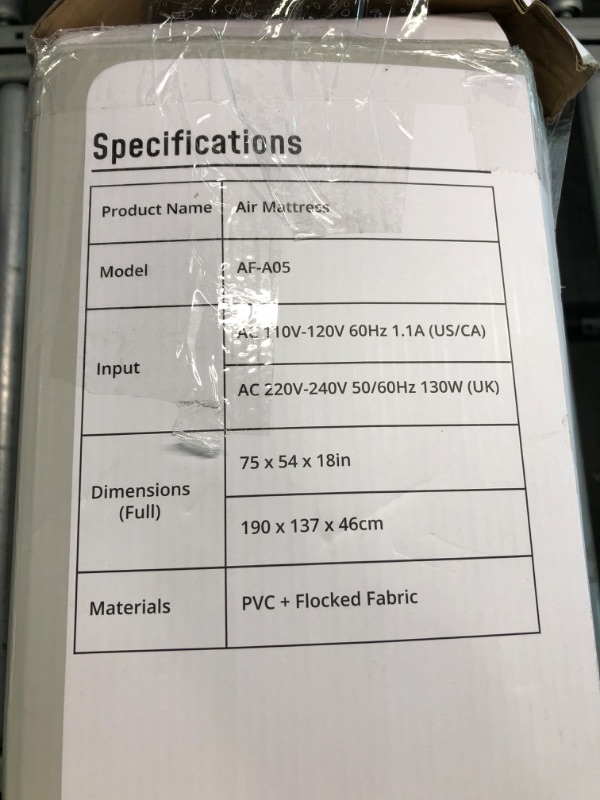 Photo 5 of Airefina Full Air Mattress with Built-in Pump, Inflatable Airbed Self-Inflation/Deflation, Flocking Surface Blow Up Bed for Home Guest, Portable Airbed for Camping, 75x54x18in, 650lb MAX