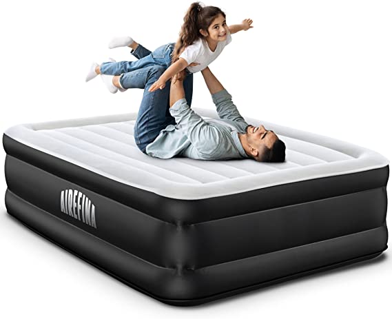 Photo 1 of Airefina Full Air Mattress with Built-in Pump, Inflatable Airbed Self-Inflation/Deflation, Flocking Surface Blow Up Bed for Home Guest, Portable Airbed for Camping, 75x54x18in, 650lb MAX