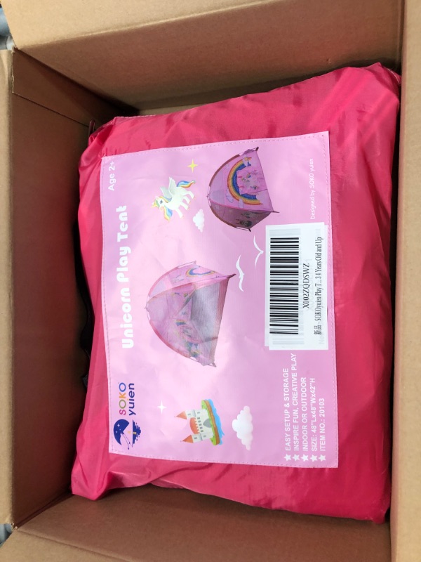 Photo 1 of SOKOyuien Play Tent for Kids, Unicorn Tent,Princess Castle Tent Indoor Outdoor Playhouse Tent for Boys Girls, for Kids &Toddlers 2 3 4 5 Years Old and Up