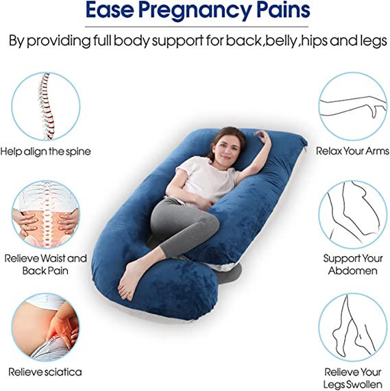 Photo 1 of cauzyart Pregnancy Pillows for Sleeping 55 Inches U-Shape Full Body Pillow and Maternity Support - for Back, Hips, Legs, Belly for Pregnant Women with Removable Washable Velvet Cover