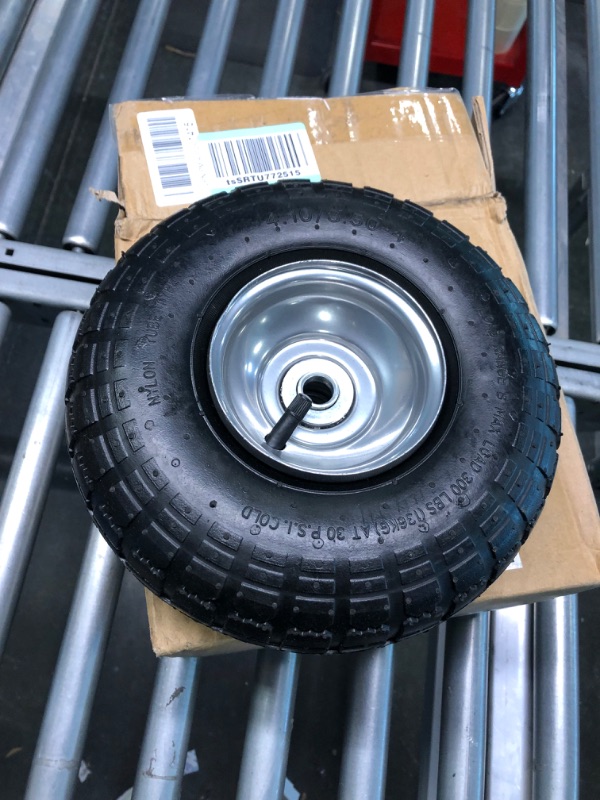 Photo 3 of 10" Heavy Duty 4.10/3.50-4 Tire - Dolly Wheels and Hand Truck Wheels Replacement - 4.10 3.50-4 Tire and Wheel for Gorilla Cart, Generator, Lawn Mower, Garden Wagon. 5/8" Axle Borehole (2 Pack) Ram-Pro 2 PACK 10 Inch